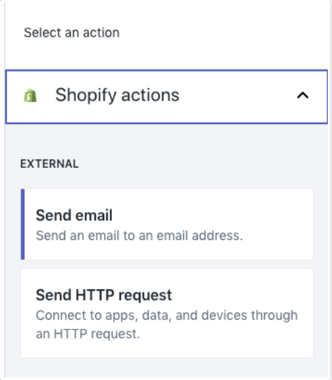 selecting the email notification option for shopify flow