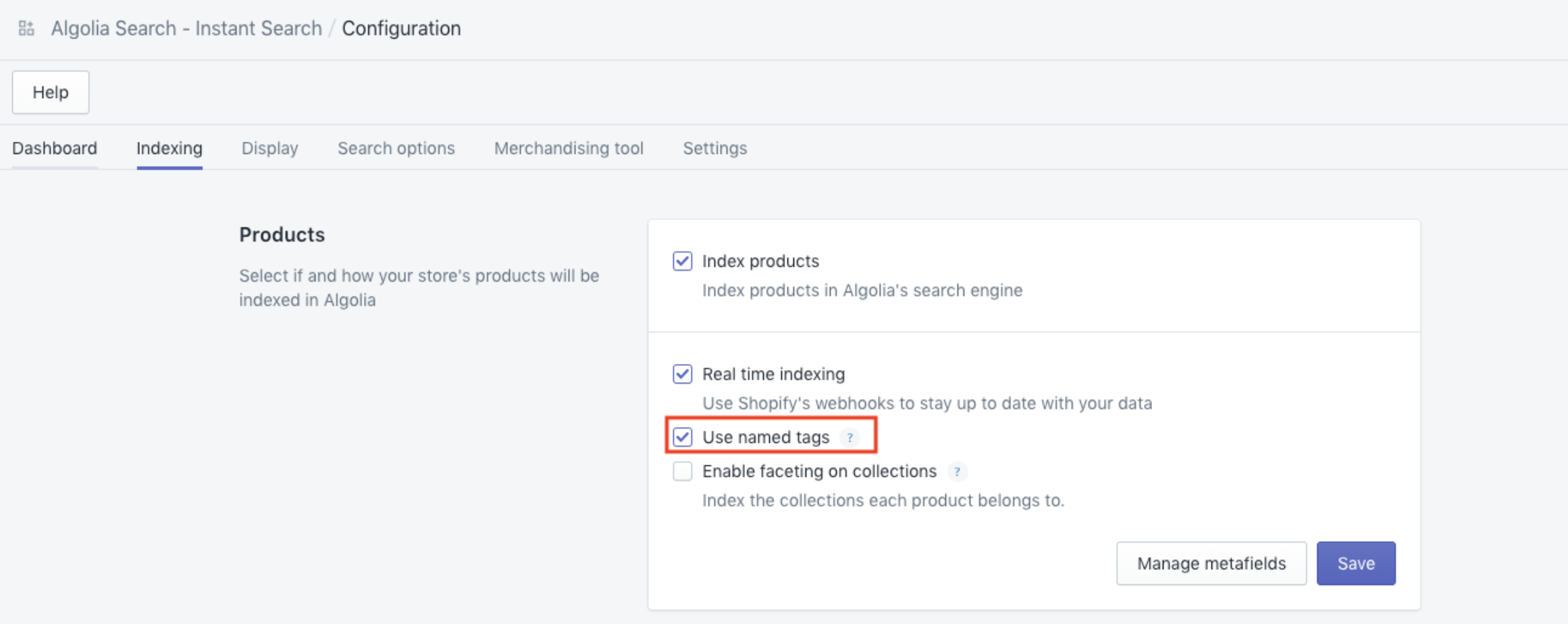 Enable named tags in your Shopify admin